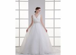 Unbranded Ballgown V-neck Pleat Beading Cathedral Train