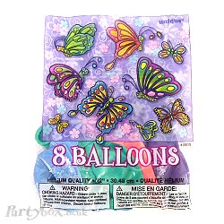 Balloon - Fluttering butterflies - Pack of 8 printed latex