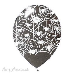 Balloon - Spiders web - 12 inch latex - black and orange