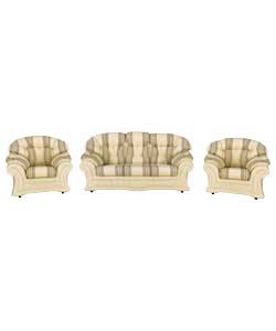 This traditional three piece suite contains a large sofa and two chairs. The Banbury has elegantly c