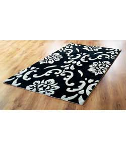 Unbranded Barca Damask Rug - Black and White 180 x 120cm
