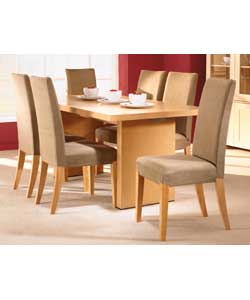Barcelona Table and 6 Faux Suede Woodlake Chairs