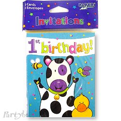 Barnyard 1st birthday - invitations - pack of 8