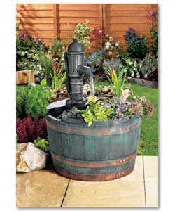 Barrel Water Feature with Planter