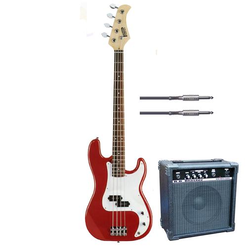 Bass Guitar in Red with 10W Amp