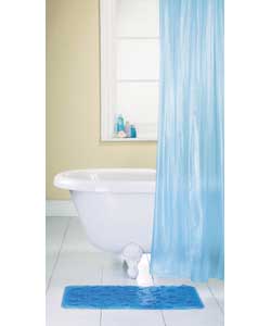 Bathers Paviion Frosty Curtain and Mat Set - Blue