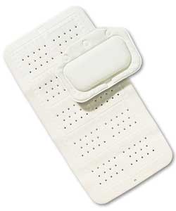 Bathers Pavilion Luxury Bath Mat and Pillow Set - White