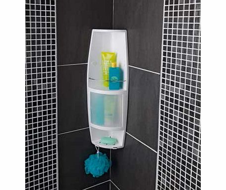 Ideal for fitting in your shower to hold soaps. shampoos and shower gels. this plastic bathroom corner cabinet features 2 open shelves so you can easily access all your bathroom essentials. Material: plastic. 1 door. 2 shelves. Complete with fixtures