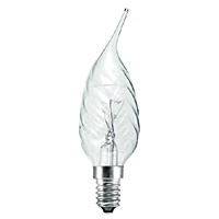 Unbranded BE00774 - 25 Watt Clear Bent Tip Twisted SES Candle Bulb