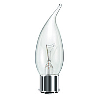 Unbranded BE00820 - 60 Watt Clear Bent Tip BC Candle Bulb