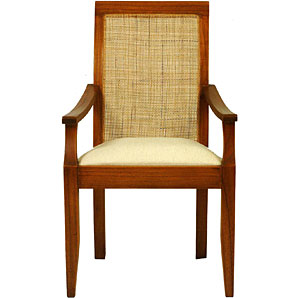 A carver chair with a woven cane back panel, part