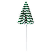 Unbranded Beach Parasol 2M Green/White Stripe