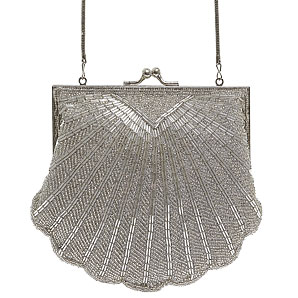 Beaded Shell Bag- Silver