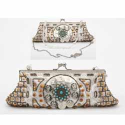Beads and Coins Silver Clutch Bag