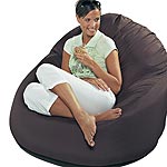 Outdoor bean bag, made from a treated PVC fabric that it suitable for indoor and outdoor use and is