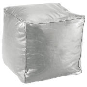 Unbranded Bean Cube Faux Leather, Silver 45x45