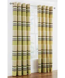 Unbranded Becket Green Stripe Eyelet Curtains - 66 x 90