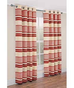 Unbranded Becket Red Stripe Eyelet Curtains - 66 x 90 inches