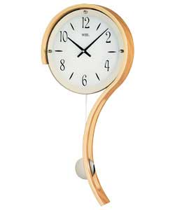 Beech & Glass ?; Shaped Open Pendulum Clock