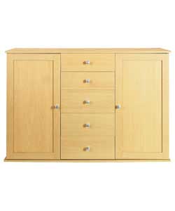 Beech 5 Drawer Sideboard