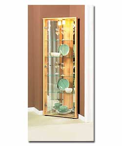 Beech Effect Corner Glass Display Cabinet