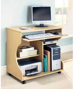 Beech Effect Curved PC Trolley