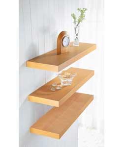 Beech effect shelf with invisible fixings, ideal for decorative display in all areas of the home