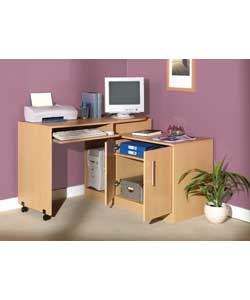Beech Effect Pivot Hideaway Workstation