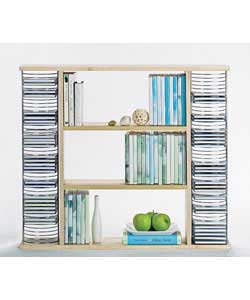 Multimedia storage unit.Holds 90 CDs and 93 DVDsSize (H)66, (W)80, (D)15cm.Packed flat for home asse