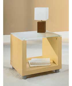 Beech Finish and Glass End Table