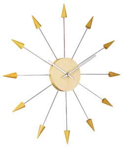 Beech Quartz Wall Clock with Wood Triangle Points