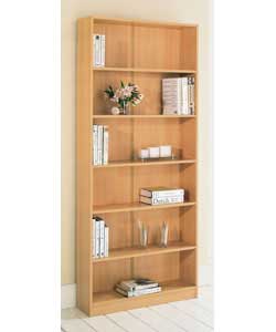 Beech effect bookcase.4 adjustable and 1 fixed shelf.Size (W)78, (D)20, (H)180cm.Weight is in