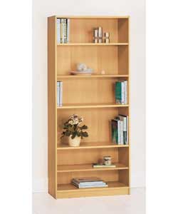 Beech effect bookcase.4 adjustable shelves and 1 fixed.Size (W)78, (D)29, (H)180cm.Weight is in