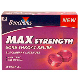 Unbranded Beechams Max Strength Blackberry Sore Throat Relief Lozenges