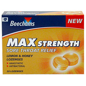 Unbranded Beechams Max Strength Lemon   Honey Sore Throat Relief Lozenges