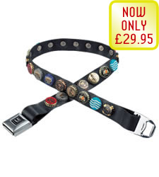 This belt is truly environmentally friendly - the clasp came from a recycled seatbelt and beer bottl