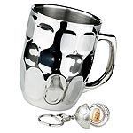 Stainless steel 600ml beer mug and key holder