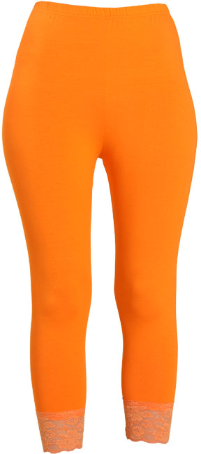 Unbranded Belinda Orange lace trim crop leggings