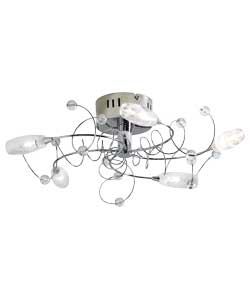 Unbranded Belize 5 Light Chrome and Glass Ceiling Light
