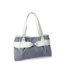 Unbranded BELTED STRIPED CANVAS BAG