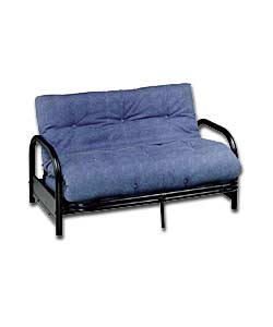 Cadiz Black Metal Futon with Denim Style Mattress
