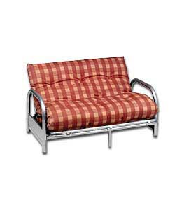 Cadiz Silver Futon with Terracotta Check Mattress