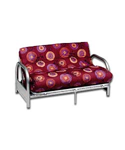 Cadiz Silver Metal Futon and Circles Mattress