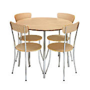 Unbranded Cafe 4 seater dining table with 4 chairs, Beech