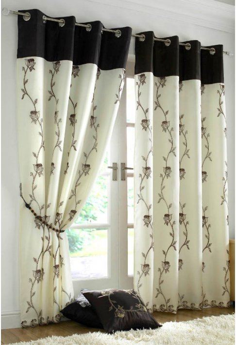 Unbranded Caicos Chocolate Lined Eyelet Curtains