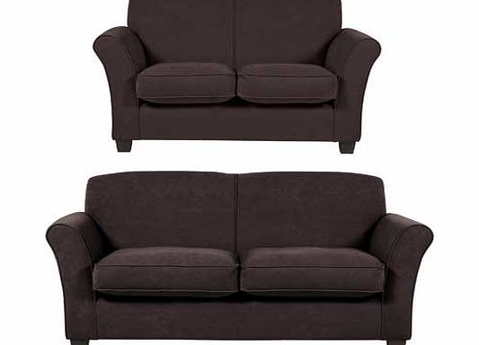 Unbranded Caitlin Fabric Large and Regular Sofa - Chocolate
