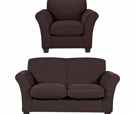 Unbranded Caitlin Fabric Regular Sofa and Chair - Chocolate