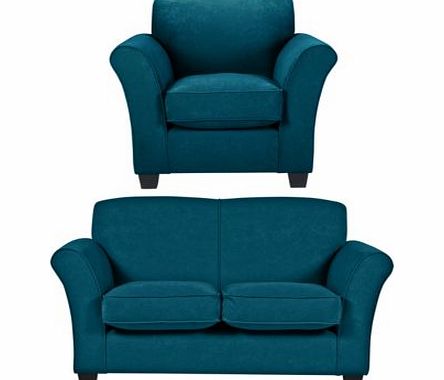 Unbranded Caitlin Regular Sofa and Chair - Teal