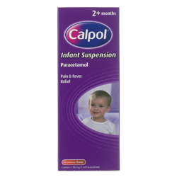 Calpol Infant Suspension Strawberry Flavoured oral suspension and will relieve pain (including teeth