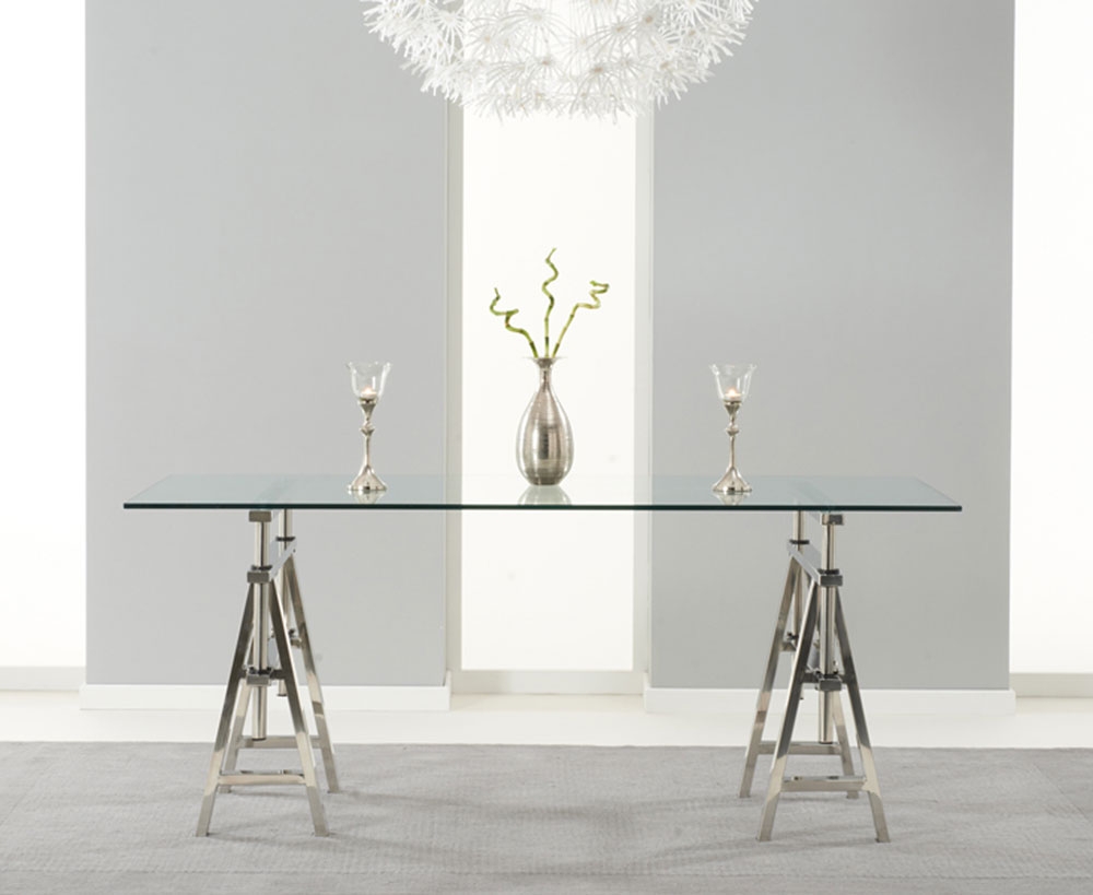 Unbranded Calvino Steel and Glass Dining Table - 180cm